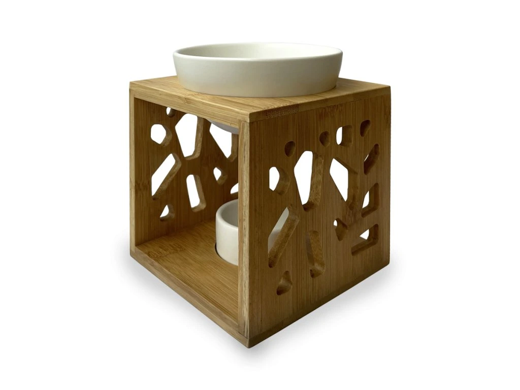 Housedecor Aroma lampa Pattern bílá Bambus s keramickou miskou